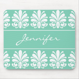 Mousepad Feminine Shell Flourish Damask Personalizada