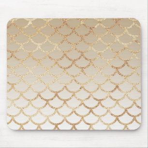 Mousepad Feminino e Glamour Ombre Dourado Sereia Brilho Faí