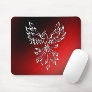 Mousepad Fênix branca levanta cinzas vermelhas em preto