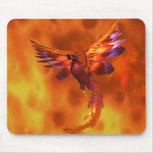 Mousepad Fênix Colorida Voando Contra um Fundo Fiel