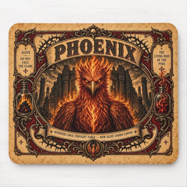 Mousepad Fênix, Monstro de Circo Vintage (Frente)