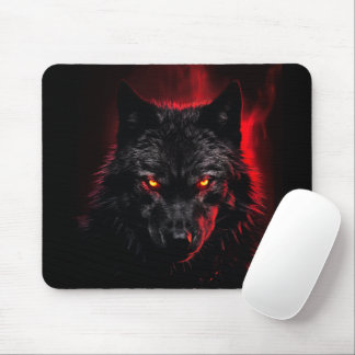 Mousepad Fenrir - Lobo Negro com Olhos Vermelhos