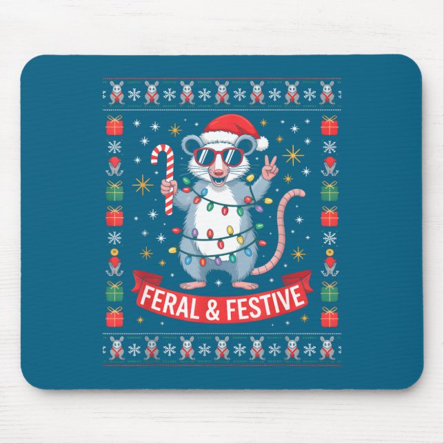 Mousepad Feral And Festive Ossum Christmas Sweater  (Frente)