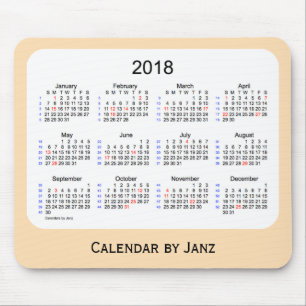Mousepad Feriado 2018 calendário do trigo de 52 semanas por