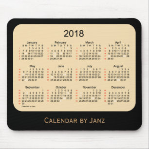 Mousepad Feriado 2018 calendário preto do trigo de 52