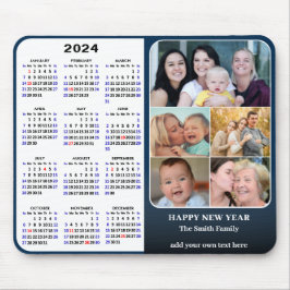 Mousepad Feriado da família de fotos azul do calendário 202