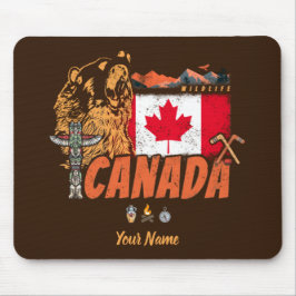 Mousepad Feriado De Bandeira E Urso Grizzly No Canadá