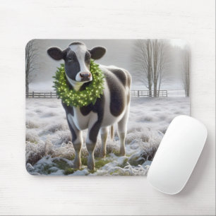 Mousepad Feriado de Holstein Cow Vestindo