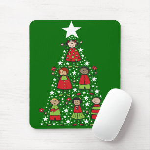 Mousepad Feriado de Natal das Crianças de Árvore de Cartoon