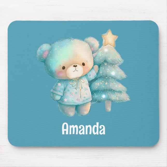 Mousepad Feriado em Urso Bonito e Árvore de Natal (Frente)