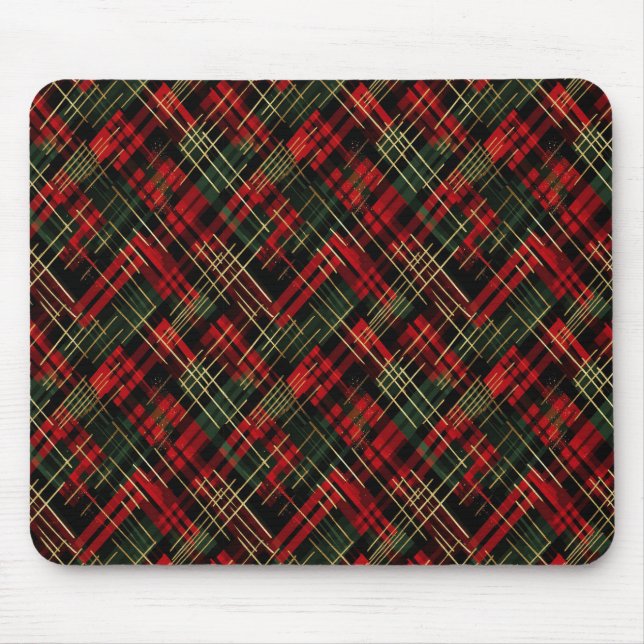 Mousepad Feriado Natal Vermelho E Xadrez Verde Folha De Our (Frente)