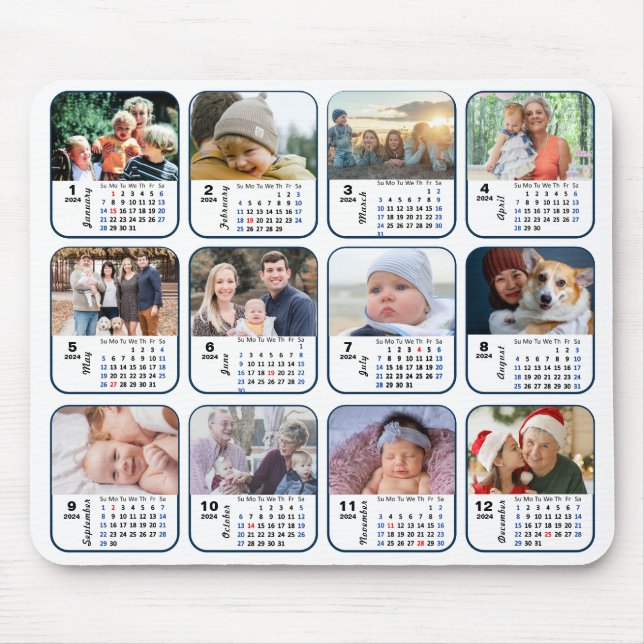 Mousepad Feriados da família de fotos do Calendário 12 2024 (Frente)