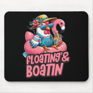 Mousepad Férias de Verão Frango Flutuante Embarcação Verão