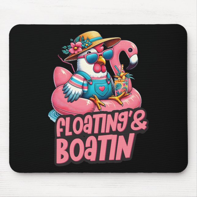 Mousepad Férias de Verão Frango Flutuante Embarcação Verão  (Frente)