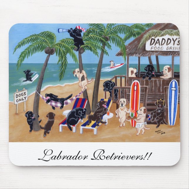 Mousepad Férias de verão Labradors da ilha (Frente)