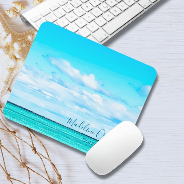 Mousepad Férias do Céu do Oceano Azul - Vias Pessoais (Criador carregado)