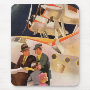 Mousepad Férias em Família ao Estilo Antigo de Hidroavião a