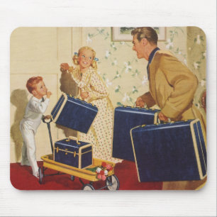 Mousepad Férias em Família ao Estilo Antigo, Pai, Crianças