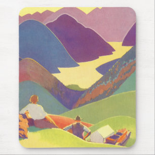 Mousepad Férias em Família Vintage, Piquenique nas Montanha