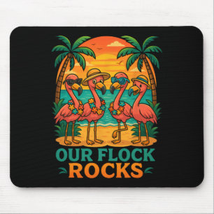 Mousepad Férias engraçadas na praia tropical Flamingo rosa