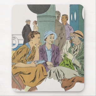 Mousepad Férias Vintage, Passageiros de cruzeiro no convés