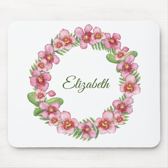 Mousepad Ferida Floral Rosa e Verde Personalizada (Frente)