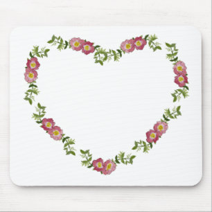 Mousepad Ferida Vintage em Forma de Coração de Flores para 