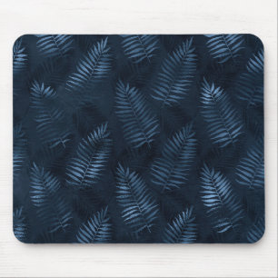 Mousepad Ferns Azuis Claro Contra Fundo Azul Escuro