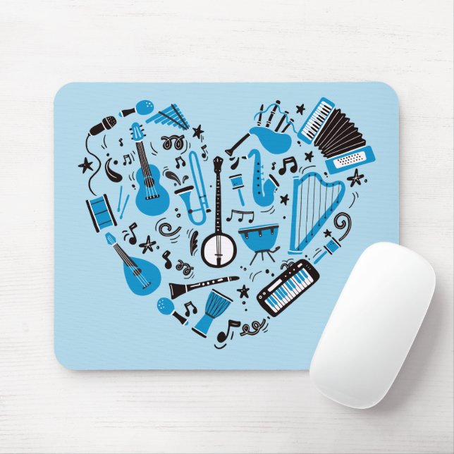 Mousepad Ferramenta Coração de Instrumento Musical (Com mouse)