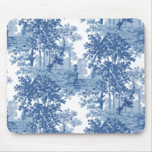 Mousepad Ferramenta de Paisagem Azul Vintage com Urns e Col