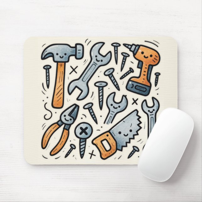 Mousepad Ferramentas de DIY Desenho Animado (Com mouse)