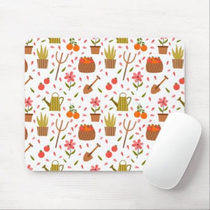 Mousepad Ferramentas de jardinagem e plantas sem costura