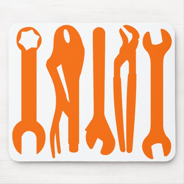 Mousepad Ferramentas - Laranja em Branco (Frente)