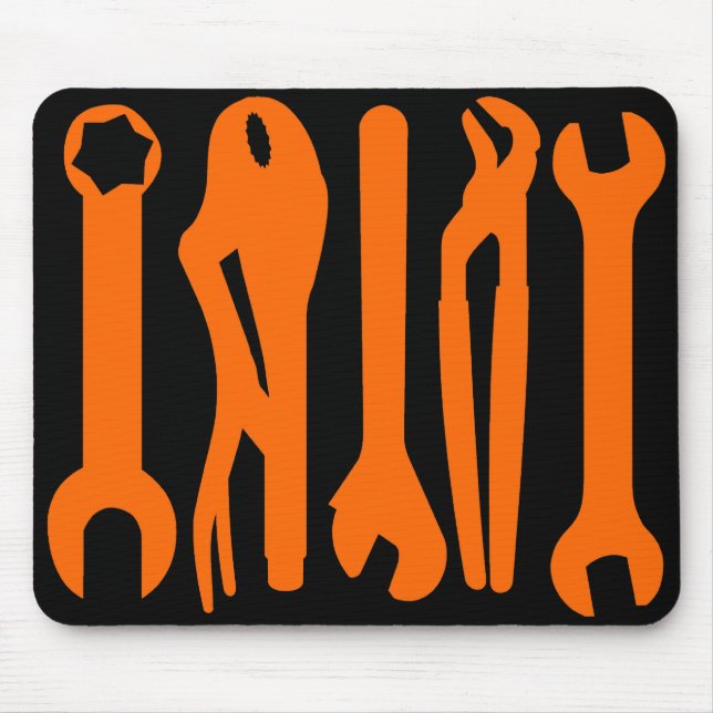Mousepad Ferramentas - Laranja em Preto (Frente)