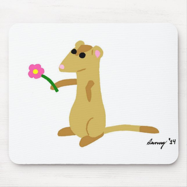 Mousepad Ferret Segurando Um Bloco De Mão Flor (Frente)