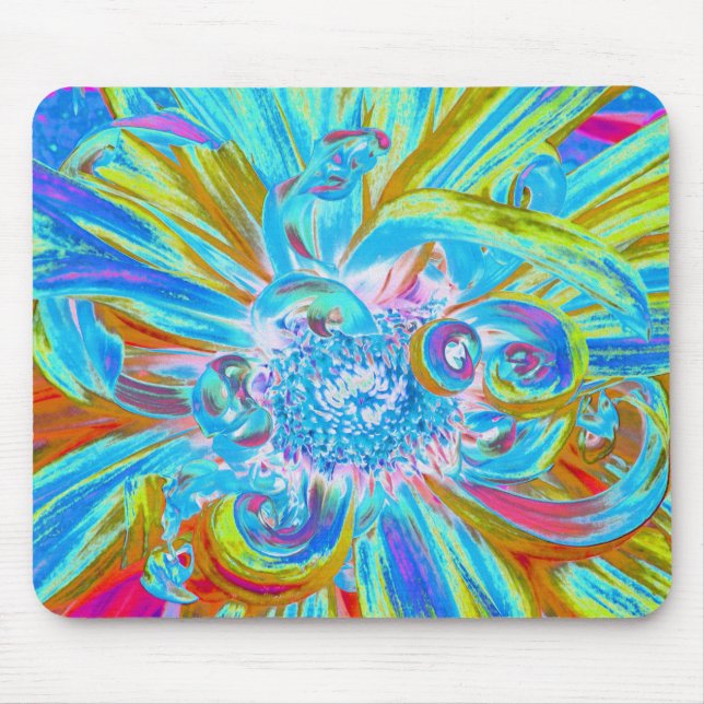 Mousepad Fesestivo Chartreuse e Blue Dahlia Flores (Frente)