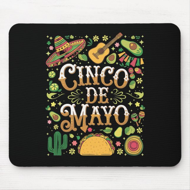 Mousepad Festa Cinco De Mayo Elementos de Festa Fofos (Frente)