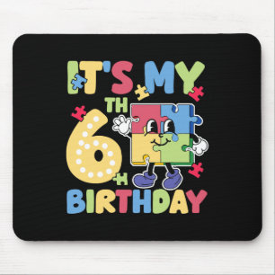 Mousepad Festa de Aniversário de 6 anos de Autismo Menina A