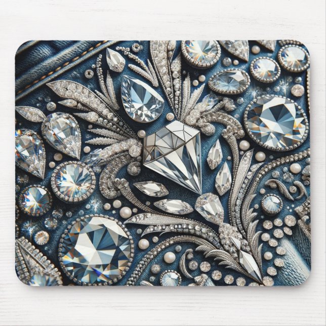 Mousepad Festa de Aniversário de Jean com Denim e Diamantes (Frente)