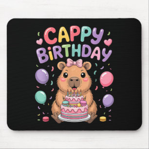 Mousepad Festa de aniversário de menina capivara fofa para