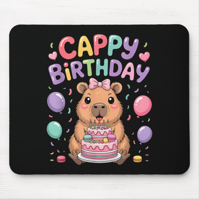 Mousepad Festa de aniversário de menina capivara fofa para  (Frente)