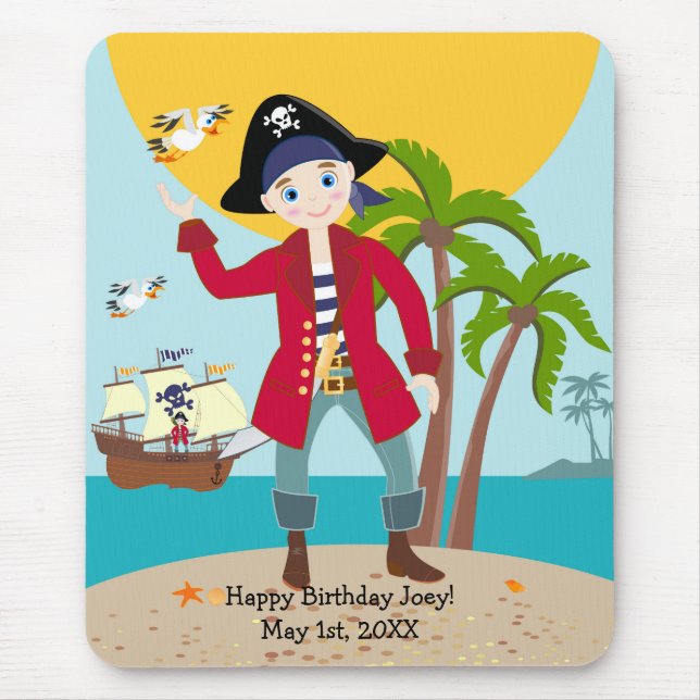 Mousepad Festa de aniversário infantil pirata (Frente)