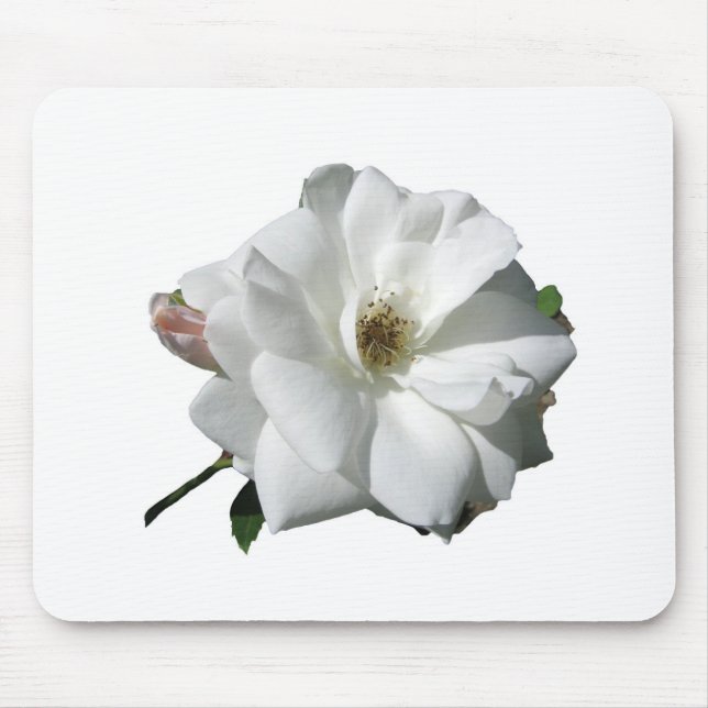 Mousepad Festa de Chuva de Rosas Brancas Flores de Casament (Frente)
