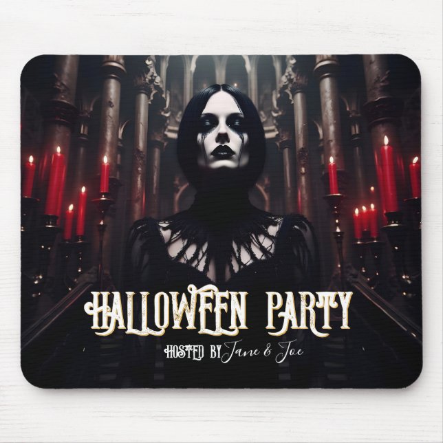 Mousepad Festa de Halloween - Convite Gótico Escuro (Frente)