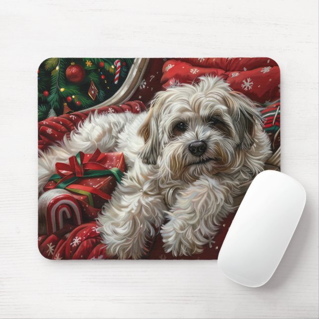 Mousepad Festa de Natal do Cão Havanês (Com mouse)