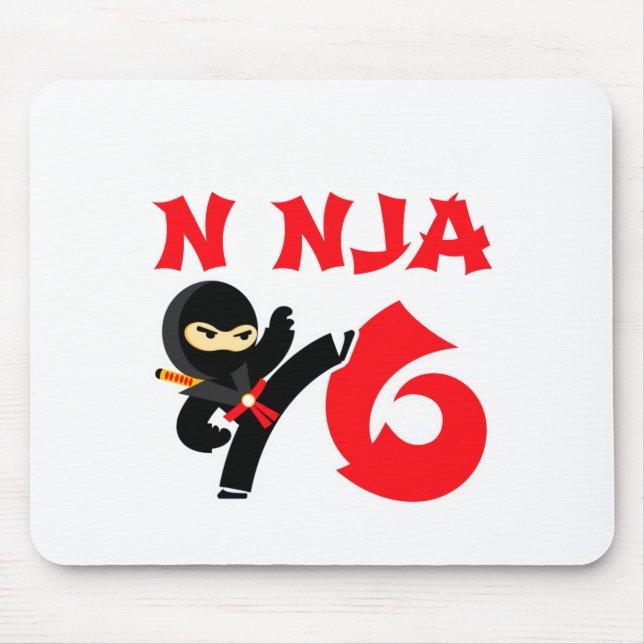 Mousepad Festa de Ninja de Karatê de 6 Anos de Idade Camise (Frente)