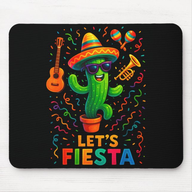 Mousepad Festa engraçada do cacto mexicano cinco de maio le (Frente)