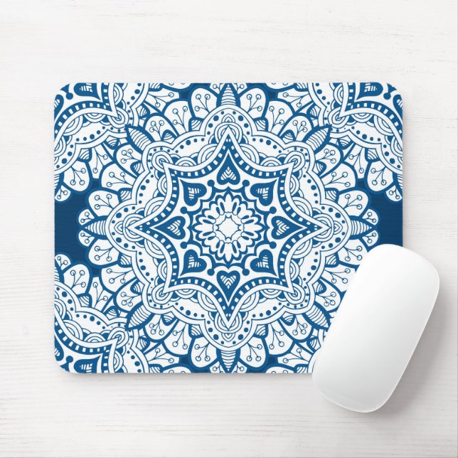Mousepad Festivo Blue Mandala (Com mouse)