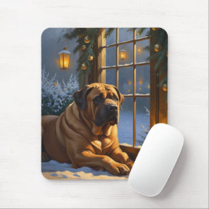 Mousepad Festivo Bullmastiff com Férias de Natal