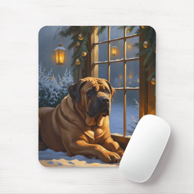 Mousepad Festivo Bullmastiff com Férias de Natal (Com mouse)